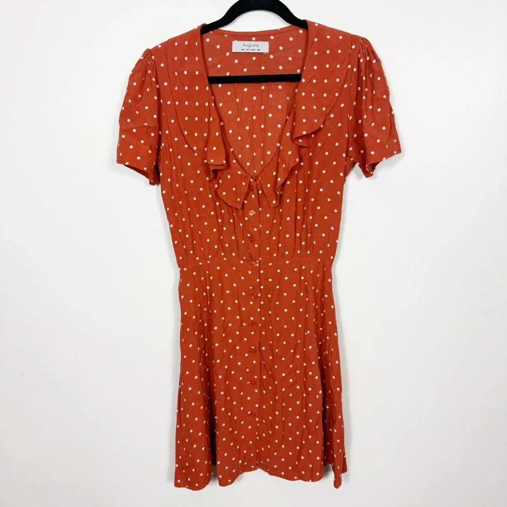 Auguste the label lily day rust orange polka dot mini dress size 4 - Picture 2 of 7